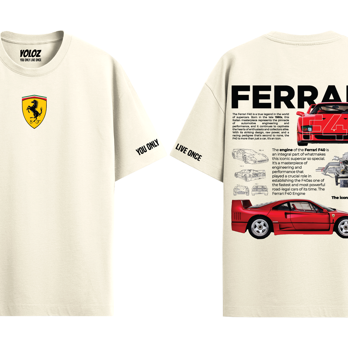 FERRARI OFF-WHITE OVERSIZED T-SHIRT