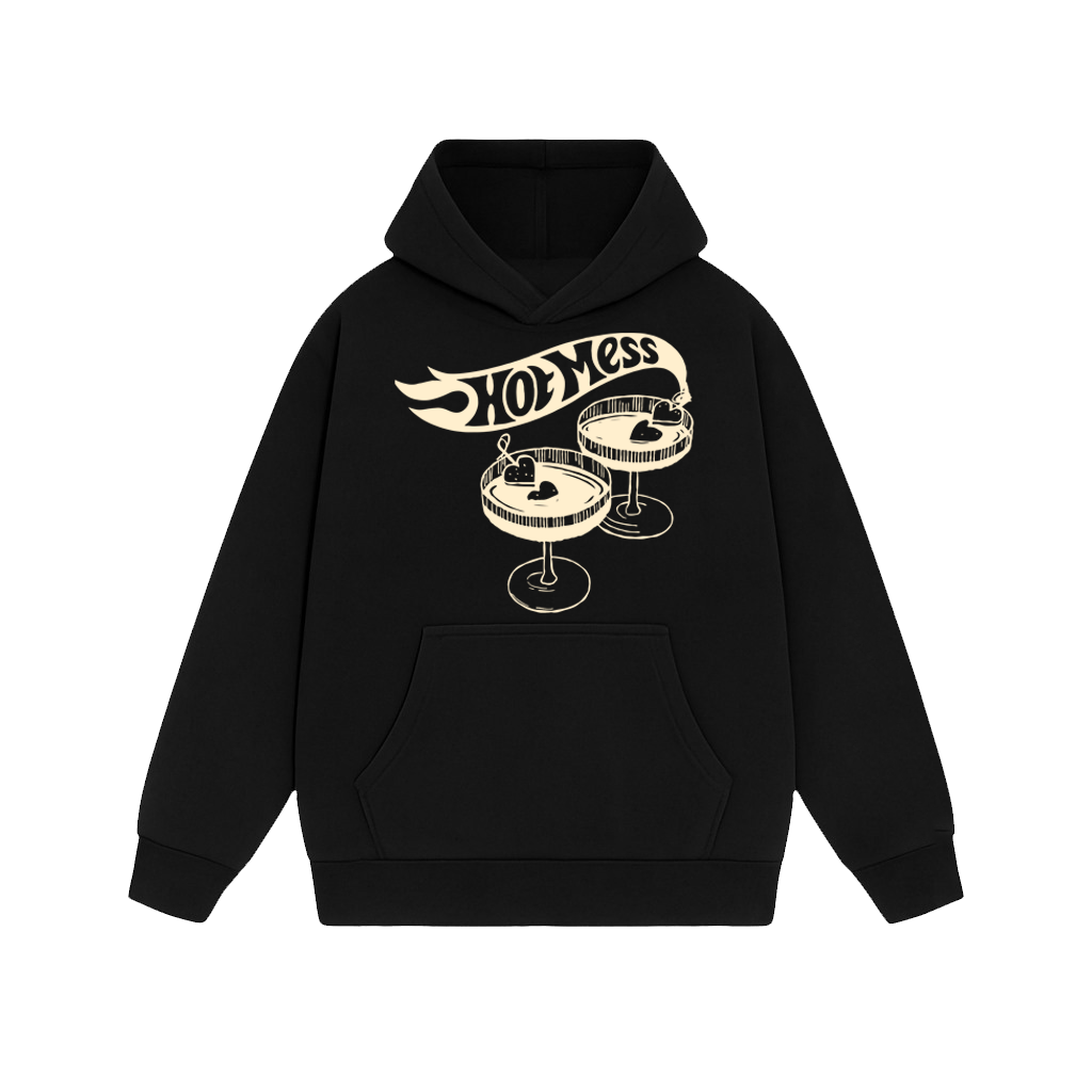 HOT MESS BLACK OVERSIZED HOODIE
