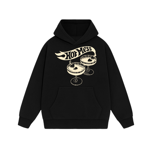 HOT MESS BLACK OVERSIZED HOODIE