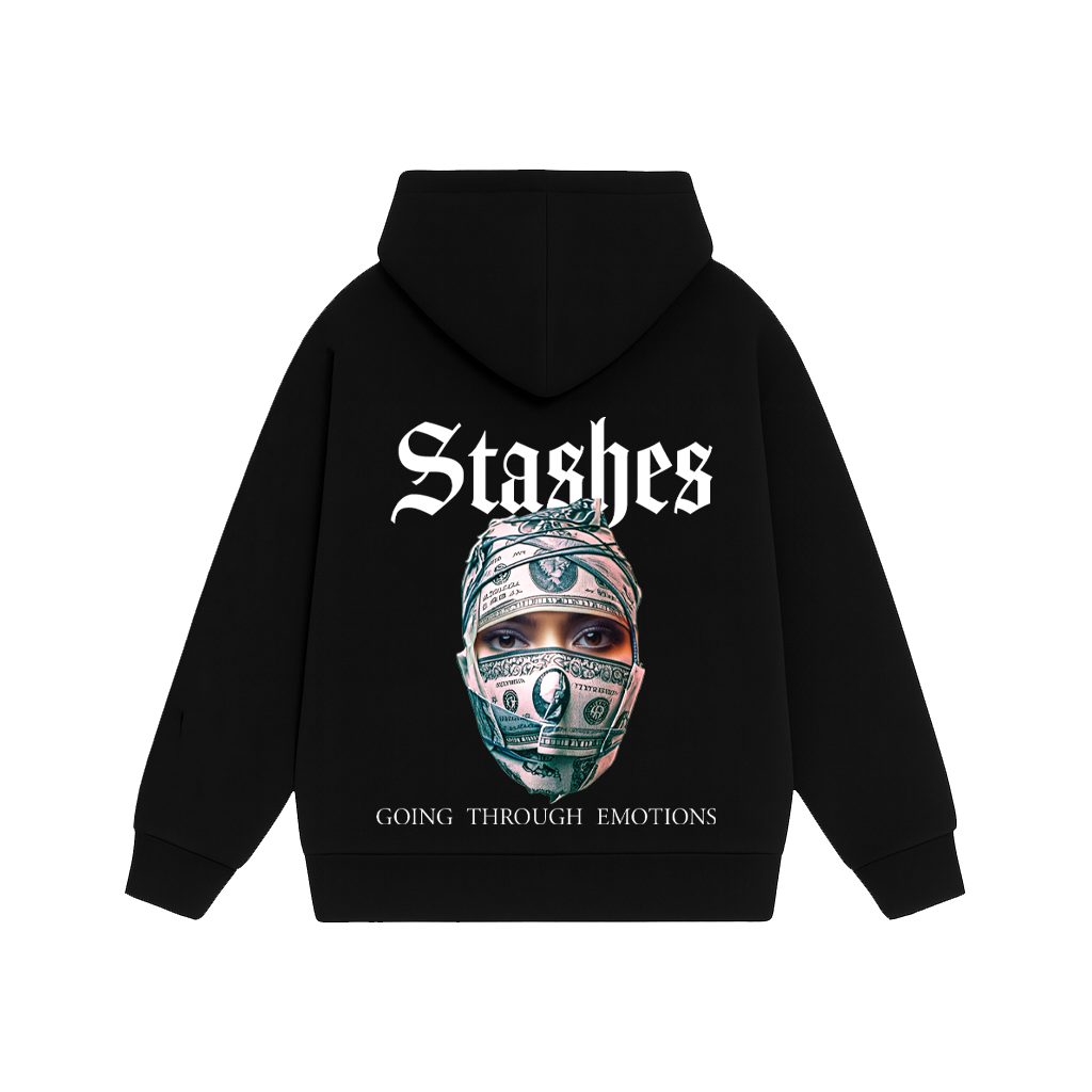 STASHES BLACK OVERSIZED HOODIE