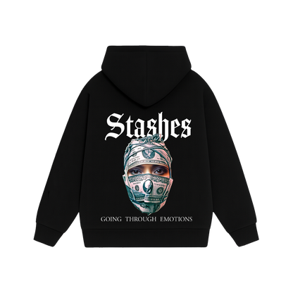 STASHES BLACK OVERSIZED HOODIE