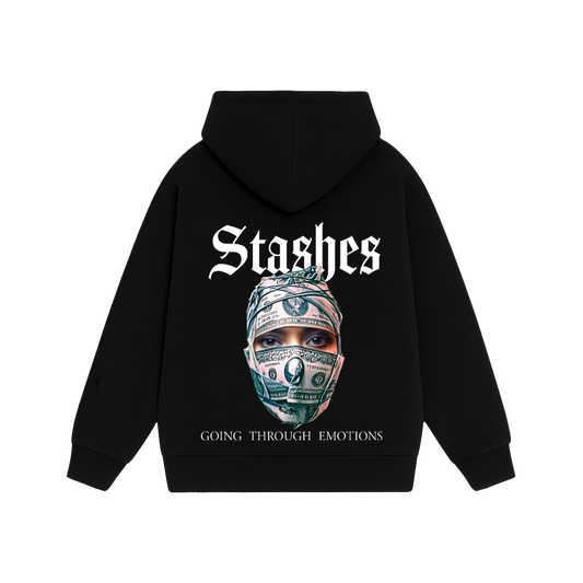 STASHES BLACK OVERSIZED HOODIE