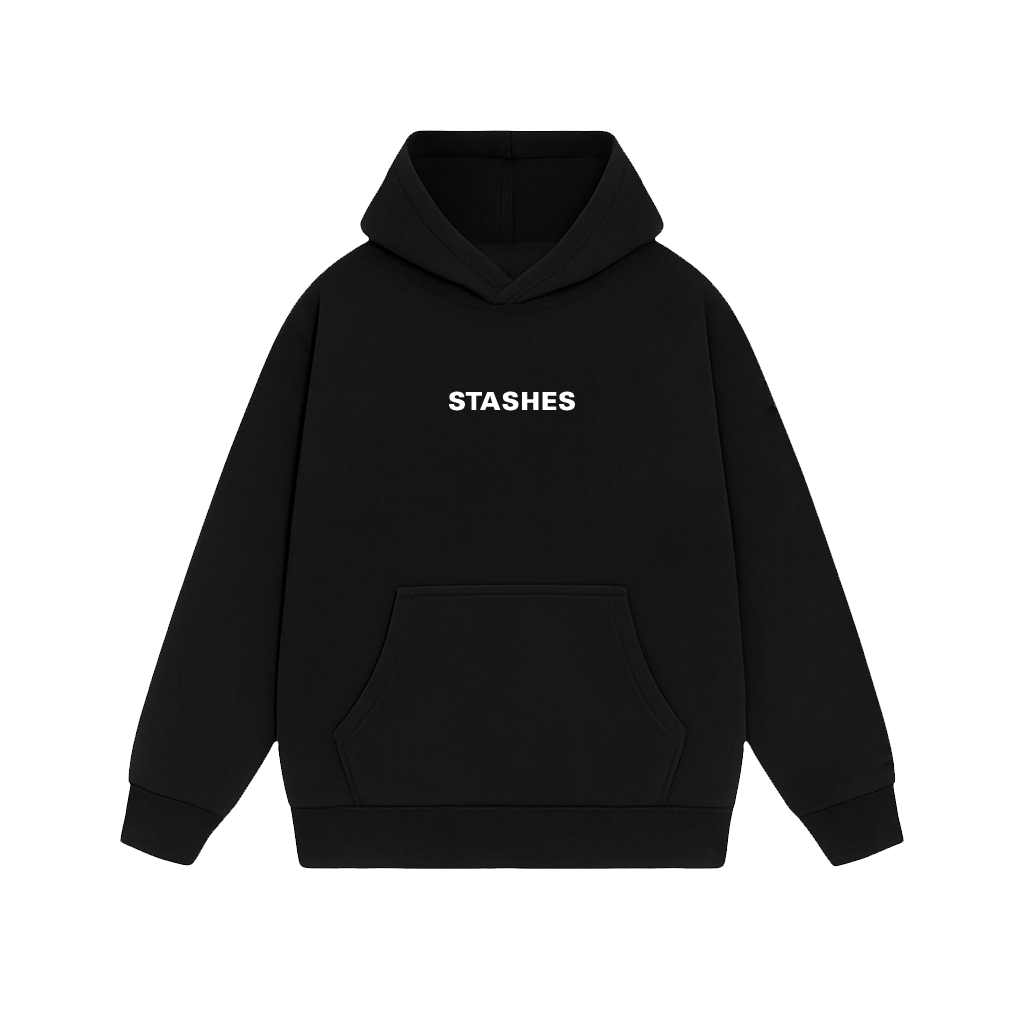 STASHES BLACK OVERSIZED HOODIE