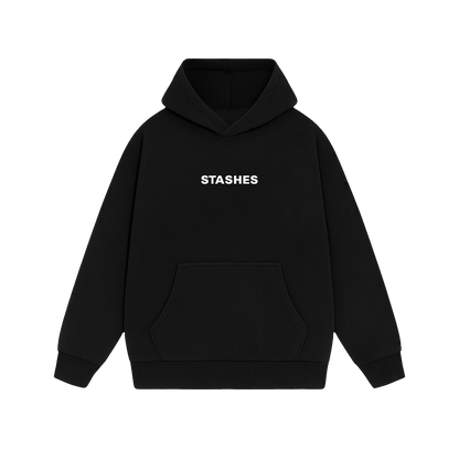 STASHES BLACK OVERSIZED HOODIE