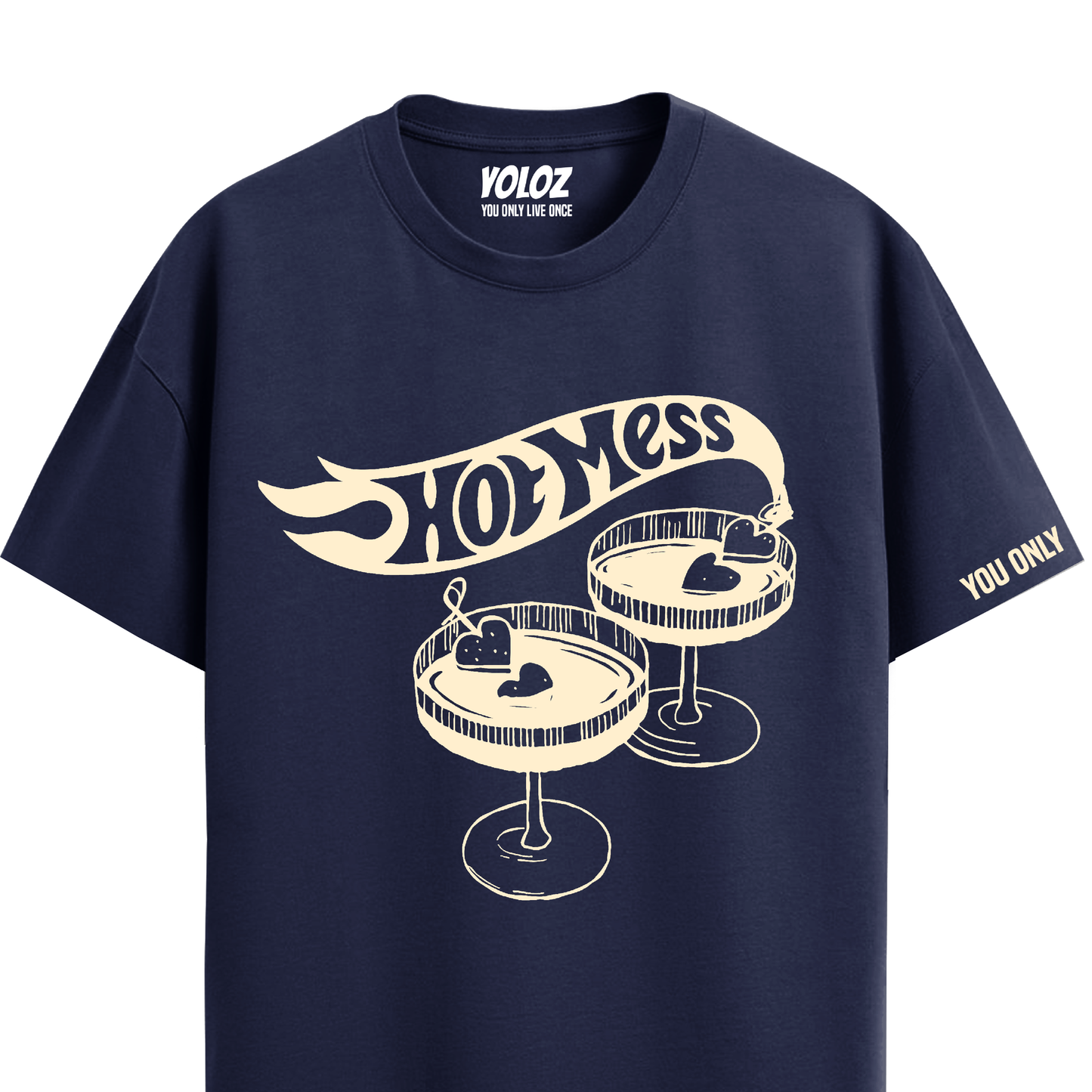 HOT MESS NAVY BLUE REGULAR FIT T-SHIRT