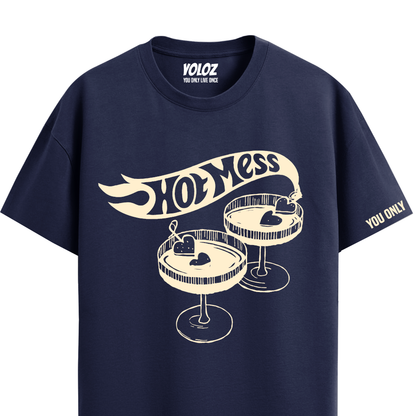 HOT MESS NAVY BLUE REGULAR FIT T-SHIRT