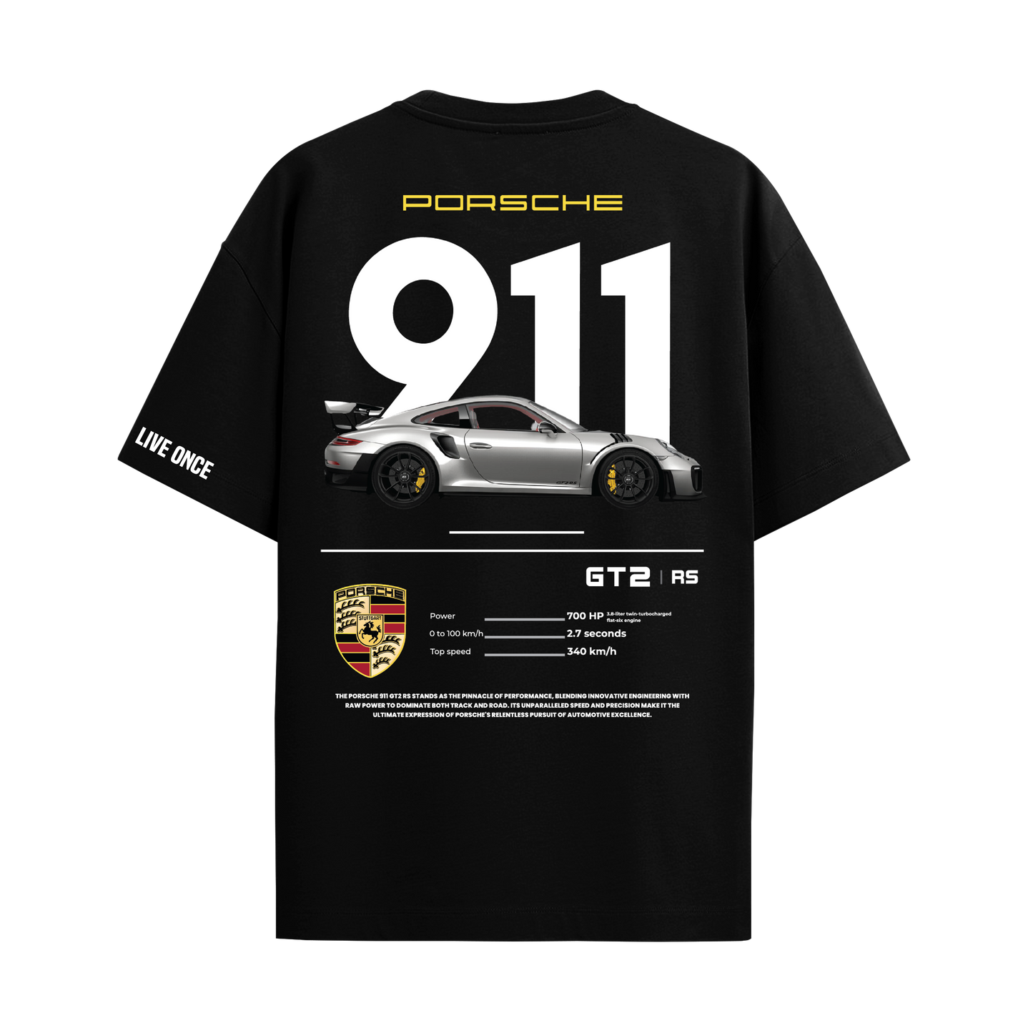 PORSCHE BLACK REGULAR FIT T-SHIRT