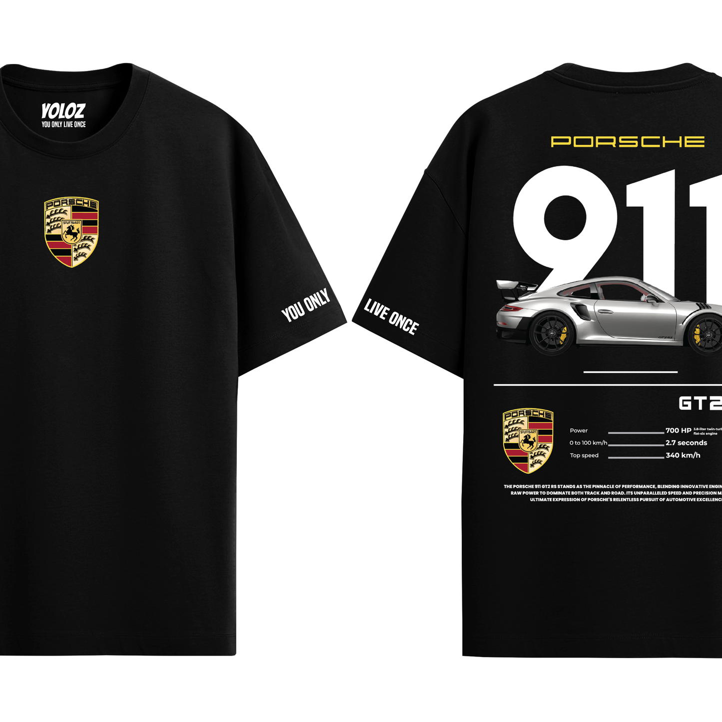 PORSCHE BLACK REGULAR FIT T-SHIRT