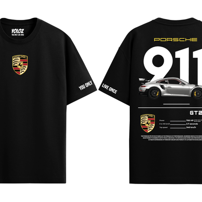 PORSCHE BLACK REGULAR FIT T-SHIRT