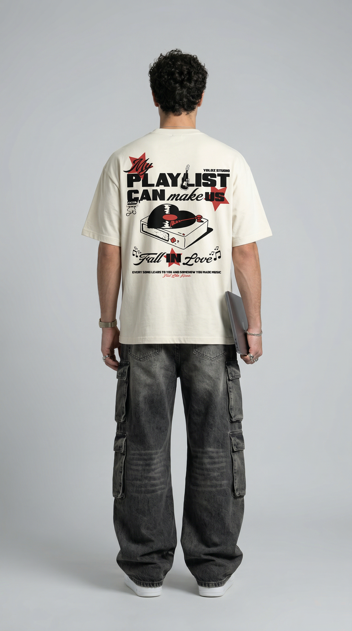 Fall In Love Off White Oversized T-Shirt