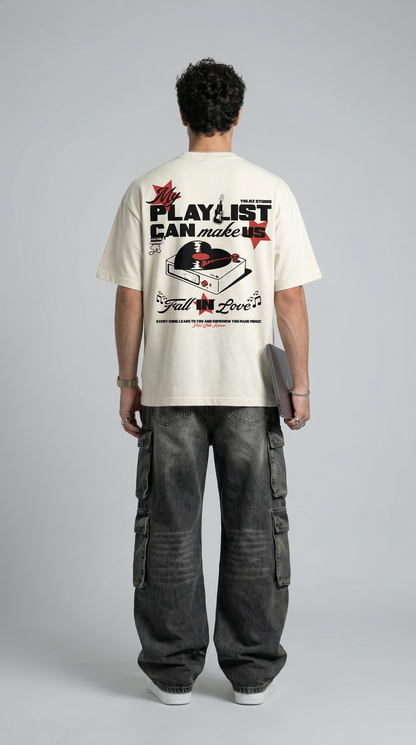 Fall In Love Off White Oversized T-Shirt