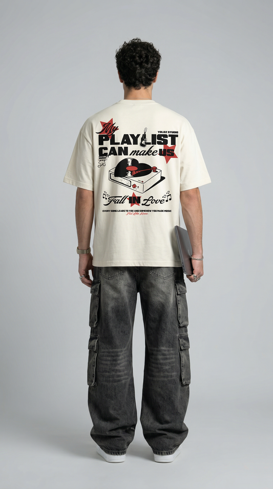 Fall In Love Off White Oversized T-Shirt