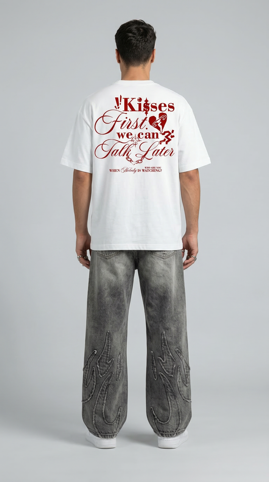 Kisses First White Oversized T-Shirt