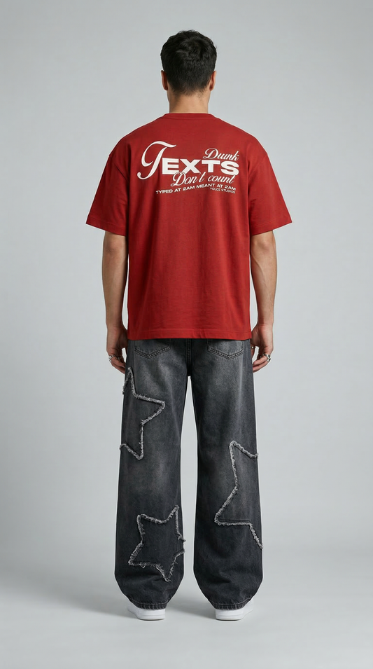 Drunk Texts Don't Count Red Oversized T- Shirt