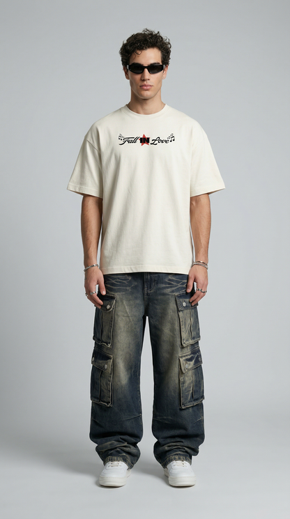 Fall In Love Off White Oversized T-Shirt