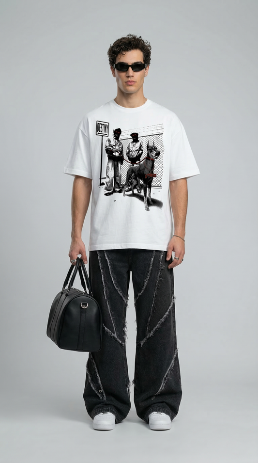 Gangster 2.0 White Oversized T-Shirt