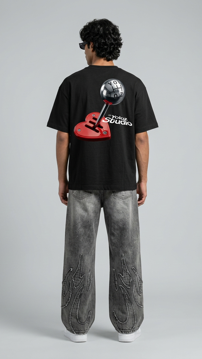 Love Gearbox Black Oversized T-Shirt
