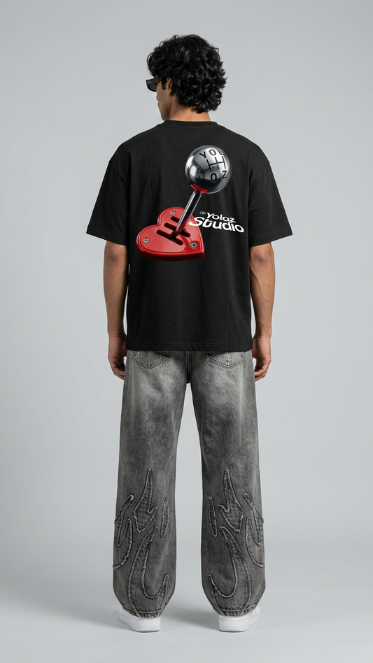 Love Gearbox Black Oversized T-Shirt