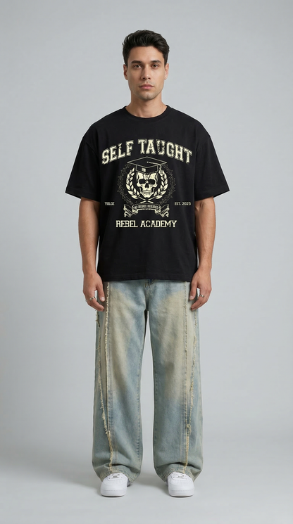 Self Taught Black Oversized T-Shirt