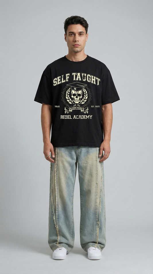 Self Taught Black Oversized T-Shirt