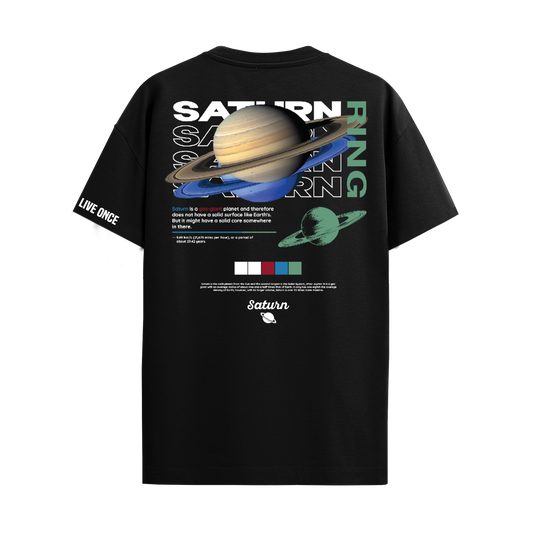 SATURN BLACK REGULAR FIT T-SHIRT