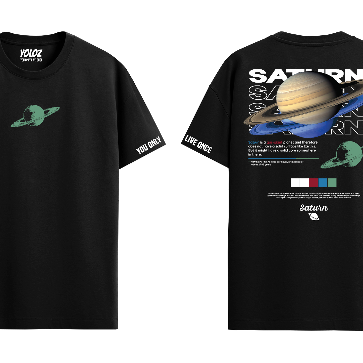 SATURN BLACK REGULAR FIT T-SHIRT