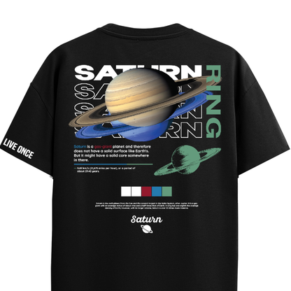 SATURN BLACK REGULAR FIT T-SHIRT