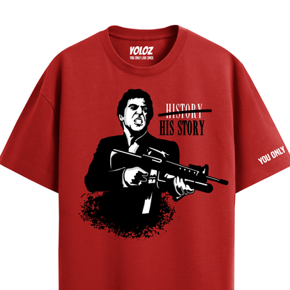 HIS STORY RED OVERSIZED T-SHIRT