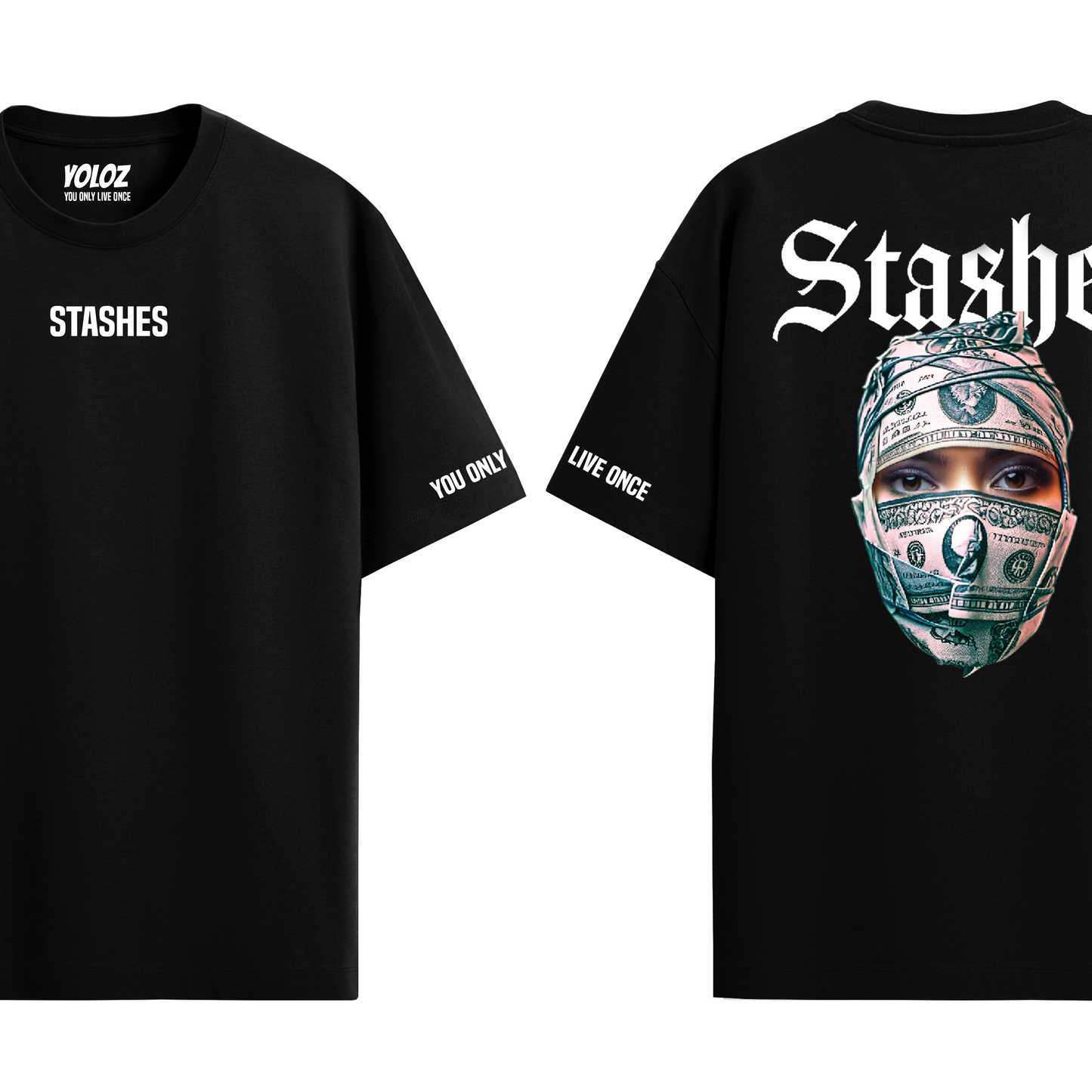 STASHES BLACK OVERSIZED T-SHIRT