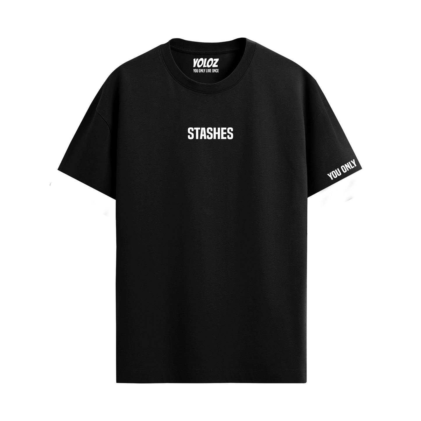 STASHES BLACK REGULAR FIT T-SHIRT