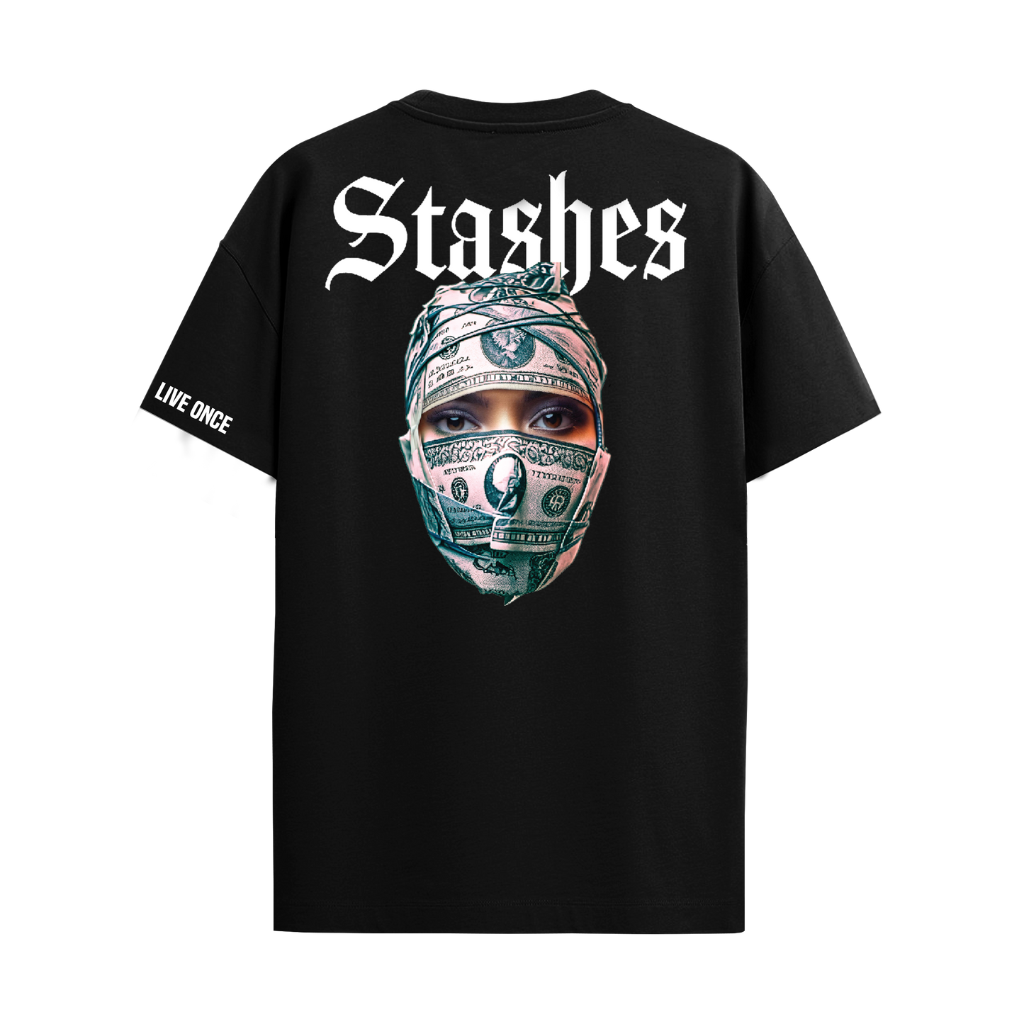 STASHES BLACK REGULAR FIT T-SHIRT