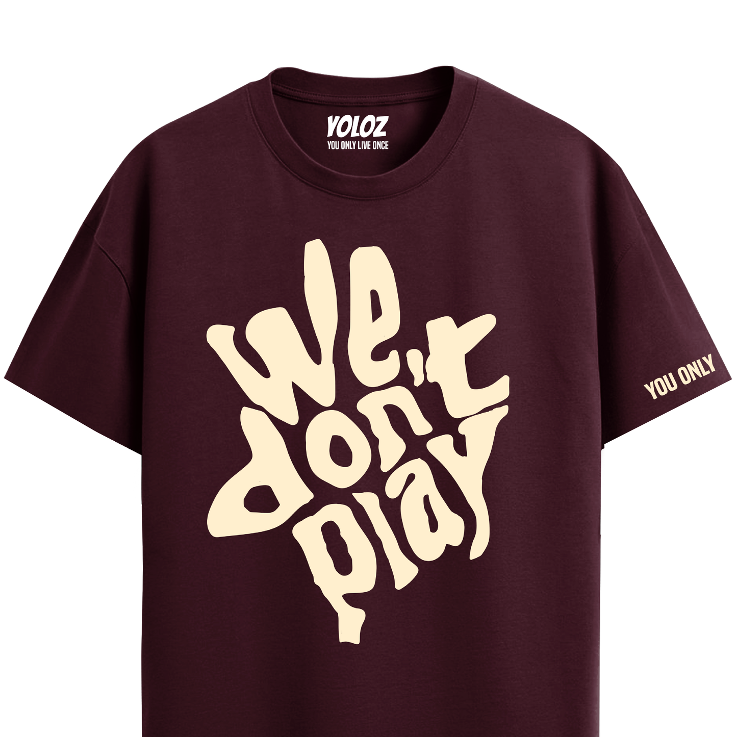 WE DON'T PLAY MAROON REGULAR FIT T-SHIRT